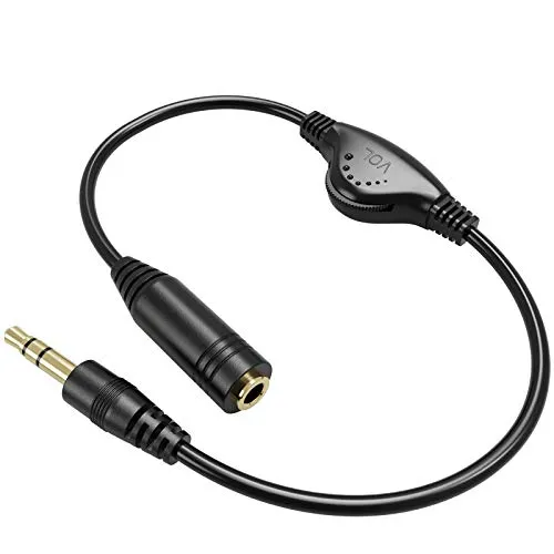 PChero Stereo Audio Verlängerungskabel mit Lautstärkeregelung - HiFi-Kabel, 30 cm lang mit vergoldeter Buchse für optimale Klangübertragung und breite Kompatibilität mit Telefonen, Laptops und PCs.