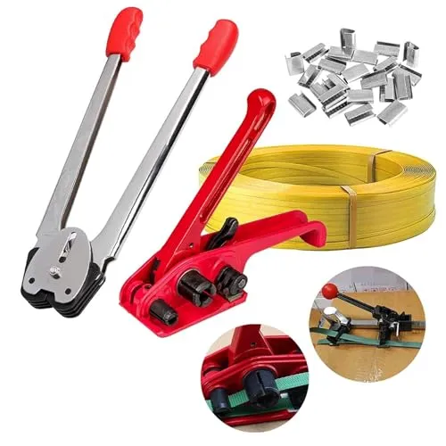 Manuelle Umreifungsset incl.Versiegelung Spanngerät 100m Umreifungsban 50 Stück Clips für Spanner PP/PET-Kunststoffverpackungen