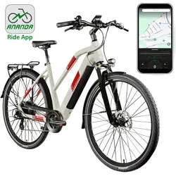 Zündapp Z810 E-Bike Damen Trekkingrad 50 cm - E-Bike für Damen ab 155 cm, 8 Gänge, 550 Wh Akku für bis zu 130 km Reichweite, bequeme Sitzposition und StVZO Beleuchtung für sicheres Fahren bei Dunkelheit.