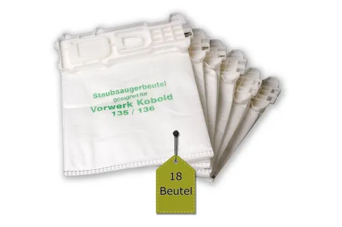 eVendix Staubsaugerbeutel passend für Vorwerk Kobold 135, 136 - 5-lagig, passend für Vorwerk, 18 St., Vorwerk Kobold VK 135, 136