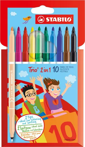 Filzstift und Fineliner in einem - STABILO Trio 2 in 1 - 10er Pack mit 10 v ...