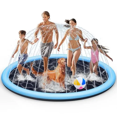 Tosekry Splash Pad für Kinder – Antirutsch Wassersprinkler für Garten - Sprinkler für Kinder und Hunde, 200 cm Durchmesser, mit rutschfestem Boden für sicheres Planschen und einstellbarer Wasserhöhe für individuellen Spaß.