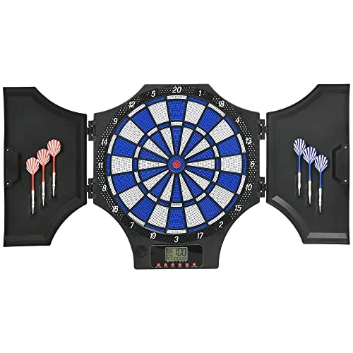 SPORTNOW Elektronische Dartscheibe Dartboard mit Sprachansagen Englische Stimme LED-Anzeigen 6 Dartpfeil 6 Ersatzspitzen 31 Spiele 285 Varianten Dartautomat Dartscheibe Set für bis zu 8 Spieler