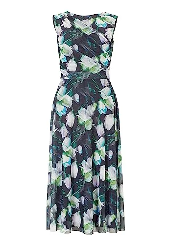 Swing Alle Augen auf Dich - Bedrucktes Midikleid aus weichem Mesh-Stoff - Freizeitkleid für Damen mit eleganter Drapierung in der Taille für einen schmeichelhaften Look.