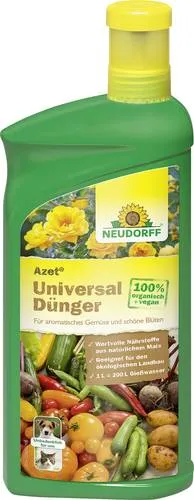Neudorff Azet Universaldünger 1l - Organischer Flüssigdünger - Der Neudorff Azet Universaldünger mit NPK 3-3-3 unterstützt das Wachstum Ihrer Pflanzen auf natürliche Weise. Ideal für eine gesunde Ernährung Ihrer Pflanzen und eine reiche Ernte.