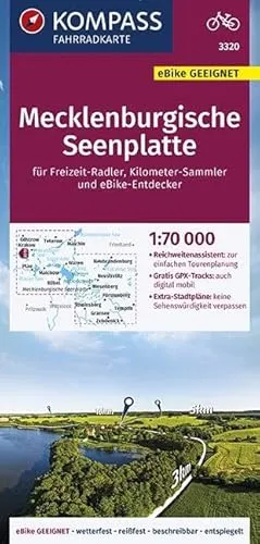 KOMPASS Fahrradkarte Mecklenburgische Seenplatte 1:70.000, FK 3320: reiß- und wetterfest mit Extra Stadtplänen (KOMPASS-Fahrradkarten Deutschland, Band 3320)