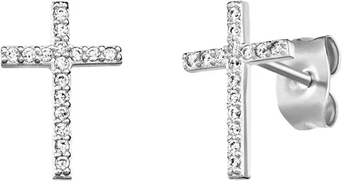 Engelsrufer Paar Ohrstecker Kreuz, ERE-LILCROSS-ZI-ST, ERE-LILCROSS-ZI-STG, Made in Germany - mit Zirkonia (synth) silberfarben