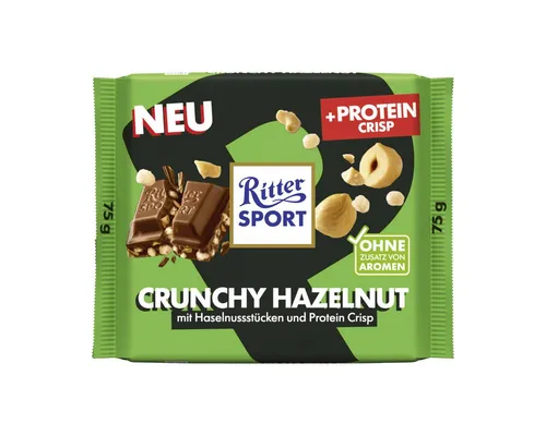Ritter SPORT Schokolade, Ritter Sport Crunchy Hazelnut und Protein Crips Packung 75g