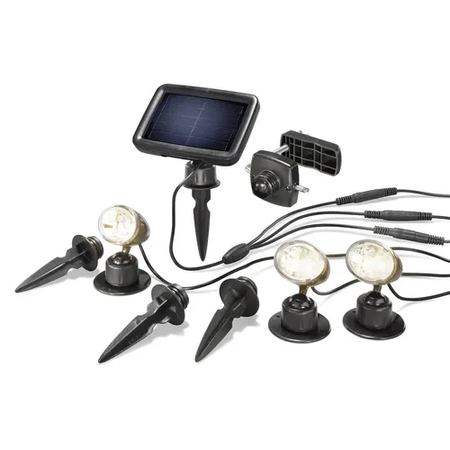 LED Solarstrahler Trio warmweiß - Energiesparlampe mit 3 LEDs, ideal für Garten und Terrasse. Dank Solarstrom umweltfreundlich und energiesparend, Schutzart IP44 für wetterfeste Nutzung.