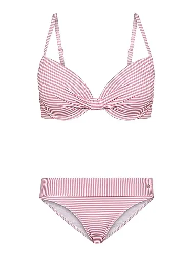 s.Oliver Bügel-Bikini rosa-weiß - Bikini-Sets für Damen mit maritimem Streifendesign, wattierten Cups und verstellbaren Trägern für optimalen Komfort und perfekten Sitz.