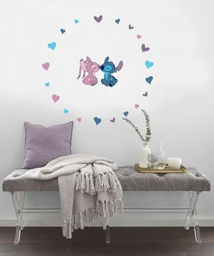 Komar Wandtattoo - Stitch and Angel Cutie - Größe 50 x 70 cm - Disney, Wandsticker, Kinderzimmer, Aufkleber, Bunt