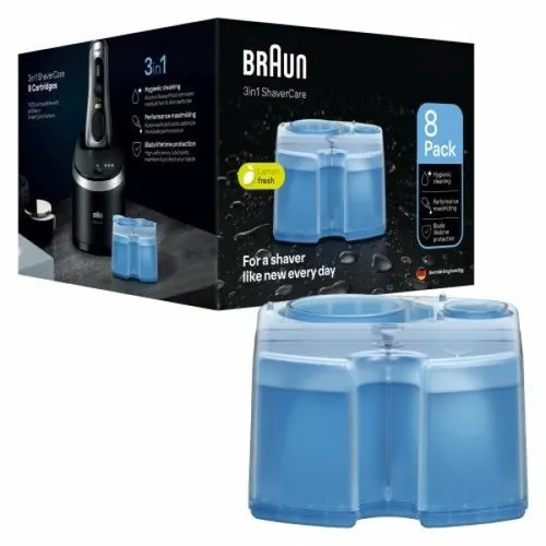 Braun Clean&Renew Reinigungskartusche 6+2 (8er-Pack) - limitierte Edition - Kartuschen für Elektrorasierer mit frischem Zitronenaroma, sorgen für optimale Hygiene und schützen das Schersystem Ihres Rasierers.
