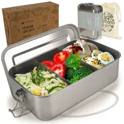 Dimono Lunchbox Dimono Edelstahl Brotdose – Auslaufsichere Lunchbox mit Trennwand, Edelstahl, BPA-frei, plastikfrei, (Auslaufsichere Bento-Box, Brotzeit-Dose aus Edelstahl), mit Fächer 1400 ml