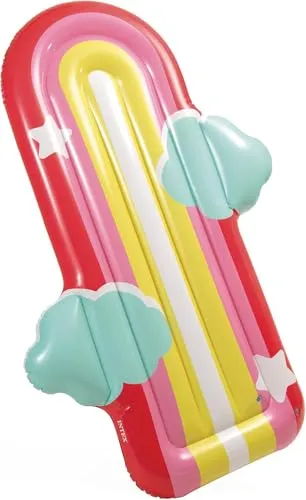 Intex Rainbow Cloud Float 175×117×20 cm | aufblasbare Luftmatratze Regenbogen & Wolken | Pool Float ab 9 Jahren | Tragkraft 100 kg | aus strapazierfähigem Vinyl | inkl. Reparaturflicken