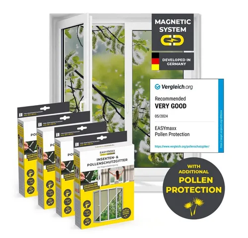 EASYmaxx Insektenschutz-Fensterrahmen Insect Protect - Insektenschutzrahmen mit einfachem Klick-System, schützt vor Insekten und Pollen, ideal für Allergiker und sorgt für frische Luft im Raum.