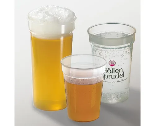 elasto Becher Trinkbecher "Pfand" 0 transparent-milchig, Bruchfest, stapelbar & umweltfreundlich mit IMould-Veredelung!