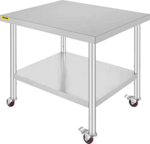 VEVOR Edelstahl Arbeitstisch 91 x 76 cm - Edelstahlmöbel mit 160 kg Tragfähigkeit, ideal für gewerbliche Küchen, Bars und Restaurants. 4 verstellbare Füße sorgen für Stabilität und Anpassungsfähigkeit.