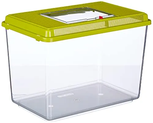 Ferplast Acquario in plastica per pesci GEO MAXI Vasca 21 L Contenitore per piccoli animali acquario terrario insetti tartarughe, Robusta plastica, Griglie di ventilazione, 41,3 x 26 x h 29,8 cm Verde