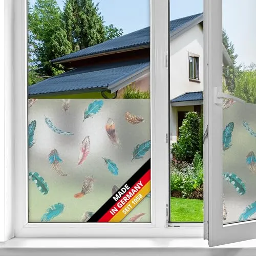 d-c-fix Fensterfolie Finja - 45 cm x 1,5 m – statische Sichtschutzfolie mit modernem Muster für Glasflächen – selbsthaftend, blickdicht, dekorativ