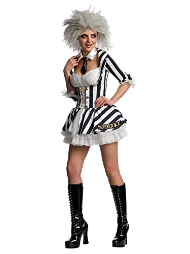 Rubie‘s Official Beetlejuice-Kostüm für Damen mit Perücke, sexy Outfit für Halloween Halloween