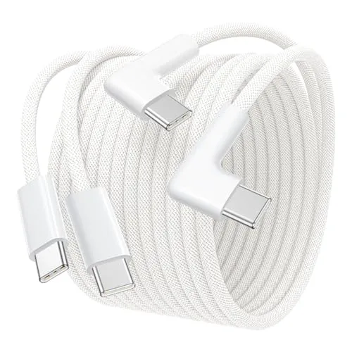 GIANAC USB C auf USB C Kabel [2 Stück 2M], 60W USB C Kabel 90 Grad Winkel Ladekabel USB C Schnellladekabel Nylon USB C Ladekabel für Samsung S24/S23/S22, iPhone 16/15/14 Pro Max