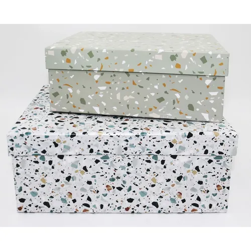 4er Set Aufbewahrungskisten mit 5 Fächern - Praktisches 4er Set Aufbewahrungskisten aus Karton mit 5 Fächern. Ideal für die Organisation von Geschenken, Dekoration und mehr. Bunt und modern, perfekt für jedes Zuhause.
