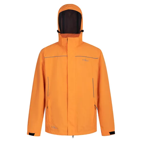 Blue Wave Herren Funktionsjacke Klaas - Wasserdichte und verstaubare Regenjacke in Neonorange, Größe 6XL - Die Funktionsjacke Klaas für Herren bietet optimalen Wetterschutz dank wasserdichter und winddichter Eigenschaften. Mit abnehmbarer Kapuze und praktischem Packmaß ist sie ideal für Outdoor-Aktivitäten.