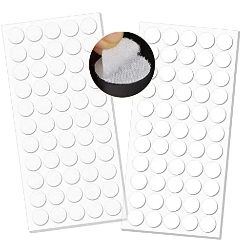 saizone Klett Klebepunkte,Klettpunkte Selbstklebend 20mm,90 Stück Punkte 45 Paar Schlaufe Punkte Self Adhesive Klebend Klettverschluss für Papier,Metall,Kunststoff,Glas,Leder (Weiß)