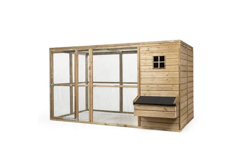 FATMOOSE Hühnerstall HappyHen House – Massivholz, raubtiersicherer Auslauf, handgefertigt - Ideal für die Hühnerhaltung im Garten! Mit einem externen Legenest und stabiler Konstruktion bietet dieser wetterfeste Stall eine sichere Umgebung für Ihre Tiere.