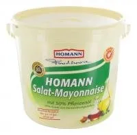 Homann Salat Mayonnaise mit 50% Pflanzenöl, 5000g Eimer - Köstliche Salat Mayonnaise mit 50% Pflanzenöl, ideal für BBQs und Partys. Großpackung für Gastronomie oder große Familien!