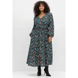 sheego by Joe Browns Etuikleid Kleid Langarm mit Paisleyprint und Taillen-Smokbund