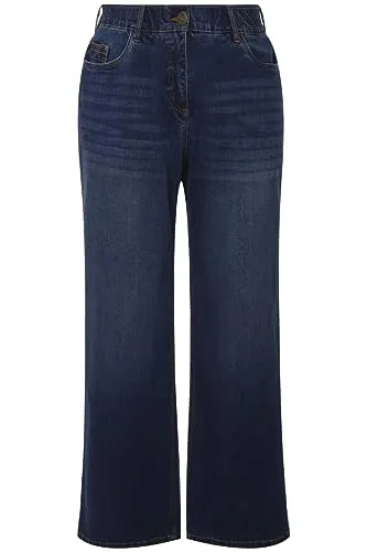 Ulla Popken Damen Jeans Mary - Weites Bein, 5-Pocket-Schnitt, Komfortbund in Blau, ideal für bequemen Tragekomfort und lässigen Style