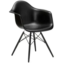 Vitra Stuhl Eames Plastic Armchair RE 63x83x59 cm tiefschwarz, Gestell: Ahorn schwarz, Designer Charles & Ray Eames