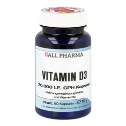 Vitamin D3 20.000 I.E. Gph Kapseln – Hohe Dosierung für optimale Gesundheit - Arzneimittel zur Unterstützung des Immunsystems, hochdosiert mit 20.000 I.E. pro Kapsel, ideal für Vitamin D-Mangel und zur Förderung des Wohlbefindens.