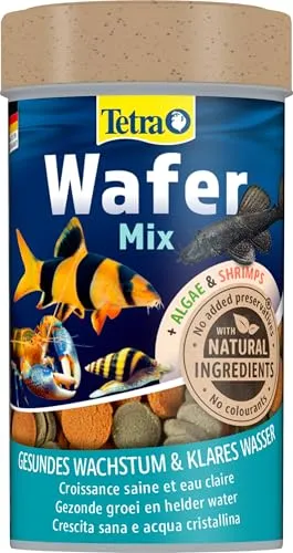 Tetra Wafer Mix - Fischfutter für alle Bodenfische (z.B. Welse) und Krebse, für gesundes Wachstum und Vitalität, 100 ml Dose