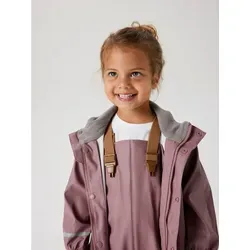 Name It NKNDRY10 Regenmantel Set für Kinder - lila 122 - Kinder-Regenbekleidung, pflegeleicht und ideal für nasse Tage, mit praktischer Kapuze und knöchellangem Schnitt für optimalen Schutz.