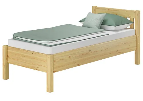 ERST-HOLZ Hohes Massivholzbett Kiefer 100 x 200 - Seniorenbett aus massivem Kiefernholz mit verstellbarer Auflagenleiste für einfache Handhabung und hohen Komfort. Ideal für ein bequemes Aufstehen und Liegen.