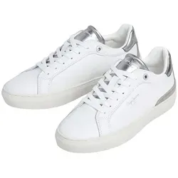 Pepe Jeans FOOTWEAR Leder-Sneakers "Camden" in Weiß - 36 - Stylische Leder-Sneakers mit Schnürung und verstärkter Hinterkappe. Das metallisch glänzende Detail und die umlaufende Gummierung sorgen für einen modernen Look und hohen Tragekomfort.