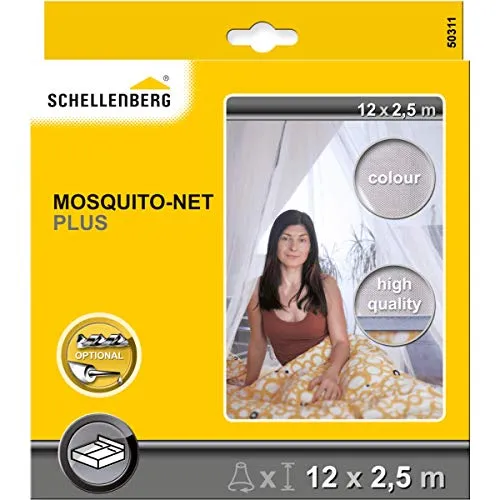 Schellenberg 50311 Moskitonetz Plus Baldachin für Doppelbetten - Effektiver Mückenschutz für erholsame Nächte. Das praktische Komplettset ist einfach zu montieren und ideal für Reisen. Mit UV-beständigem Polyester und waschbar bis 30°C sorgt es für Komfort und Stil im Schlafzimmer.
