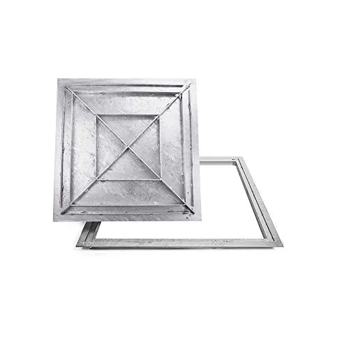SAB-90 Stahl Schachtabdeckung verzinkt befahrbar 900 x 900 mm Tränenblech Schachtdeckel Deckel mit Rahmen Kanalschacht quadratisch eckig