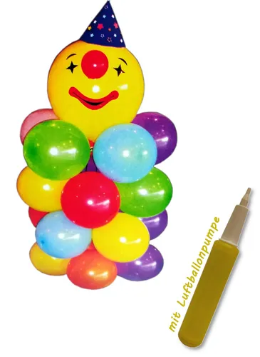 DIY Ballonfigur Clown 110cm Ballon Deko Dekoration mit Luftballonpumpe Party