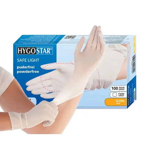 Nitrilhandschuhe Hygostar Safe Light weiß S virendicht, puderfrei, unsteril, latexfrei, 100 Stück/Box 27069