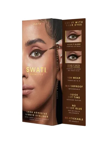 SWATI VANTA Lash Adhesive Liquid Eyeliner Brown - Kajal & Eyeliner - 2-in-1 Eyeliner und Wimpernkleber, für mühelose Anwendung und nahtlosen Übergang zwischen künstlichen und natürlichen Wimpern.