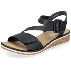 Riemchensandale RIEKER für Damen, Gr. 41, schwarz - Elegante Sommerschuhe aus Lederimitat mit asymmetrischem Riemchen und 3,5 cm Keilabsatz – ideal für stilvolle Auftritte.