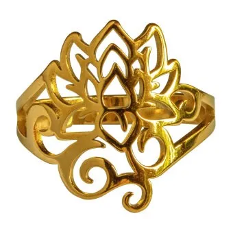 Ring "Om Lotus" Edelstahl vergoldet