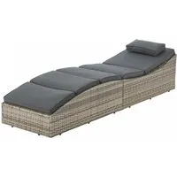 Juskys Faltbare Sonnenliege Lamia (grau-meliert) - Gartenliegen, Sonnenliegen & Liegestühle; Polyrattan Sonnenliege mit dicker Auflage und verstellbarem Kopfteil für maximalen Komfort im Garten oder auf der Terrasse.