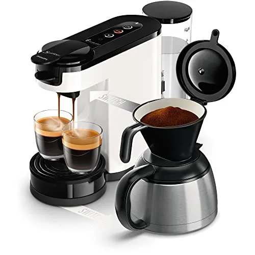 Philips Senseo Switch Kaffeemaschine - 2-in-1-Technologie für Kaffeepads und Filter, 1 l Wassertank für bis zu 7 Tassen Kaffee