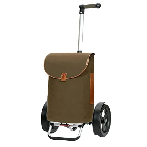 ANDERSEN Einkaufstrolley - Tura Shopper Saira Khaki 55 L - Kompakter und stilvoller Einkaufstrolley aus langlebigem Aluminium, ergonomischer Griff und klappbar für einfache Handhabung. Ideal für den täglichen Gebrauch mit einem Fassungsvermögen von 55 Litern.