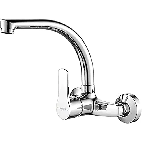 Ibergrif Küchenarmatur Wandmontage mit 360° Drehung - Hochwertige Wandarmatur mit einstellbarem Montageloch (130mm-170mm), einfache Montage und 30% Wasserersparnis durch effizienten Aerator. Ideal für Einzel- oder Doppelwaschbecken.