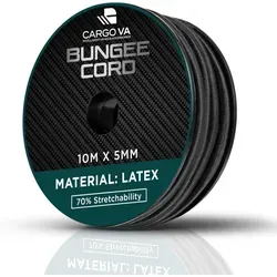 CargoVA® Spanngurt Gummiseil Schwarz – wetterfestes Expanderseil für Anhänger & Planen UV-beständig, wetterfest, flexibel, reißfest, abriebfest 5MM x 10M